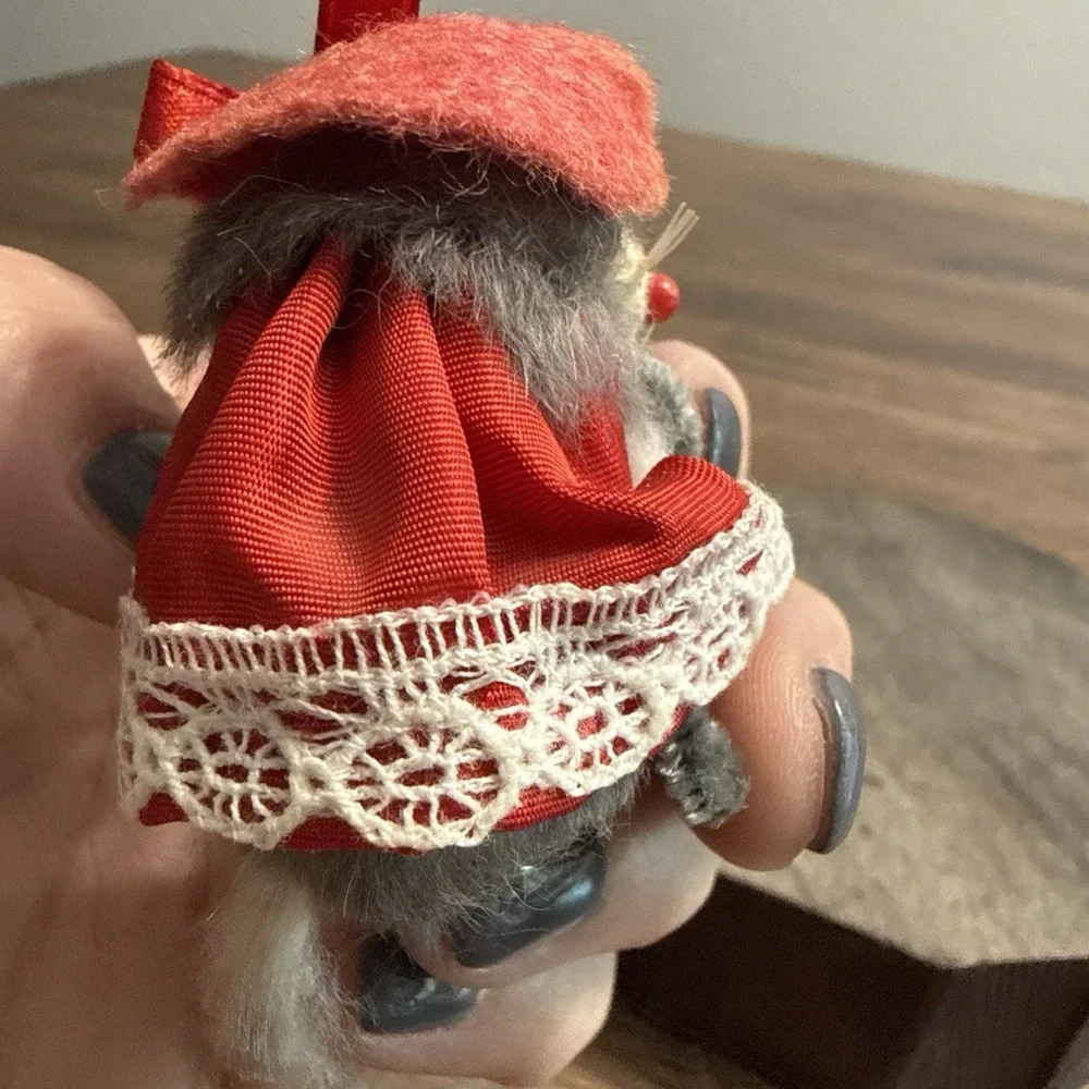 Vintage W Germany Original Fur Toy Mice Lot Tennis Racket & Southern Belle Mouse